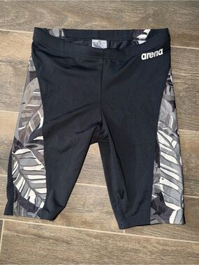 Arena Men’s Black Swim Jammers with Grey Leaf Panels